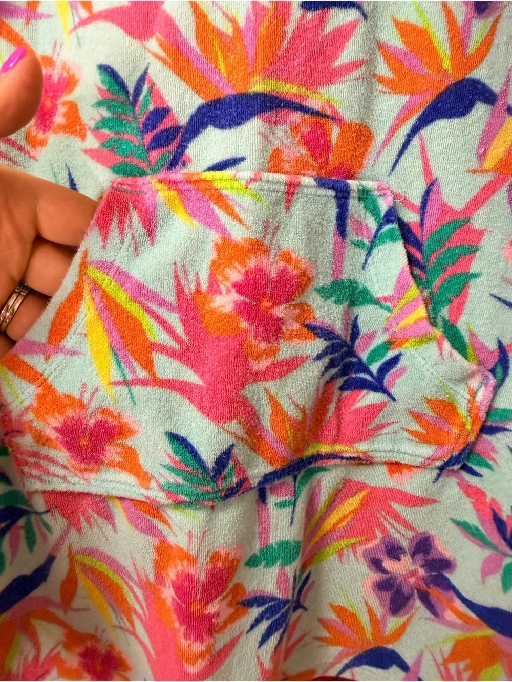 Kids Lands' End Mint Floral bathing suit cover